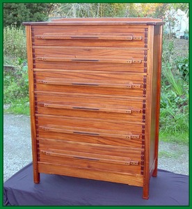 Custom Greene & Greene Style Mahogany and Ebony Highboy Dresser